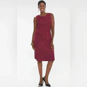 Chico’s Women’s Deep Garnet Suede Sleeveless Sheath Dress SZ 10